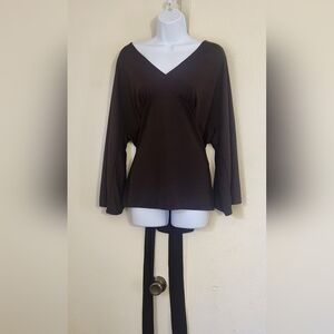 Ann Taylor Brown Wrap Tie Front Blouse